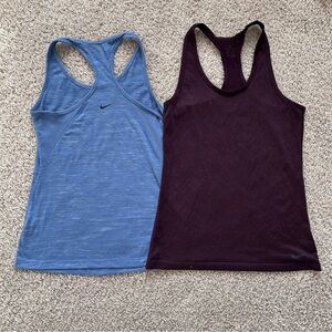 Nike Dri-FIT Racerback Tank Bundle (2 Pack) – Blue & Plum – Size Small